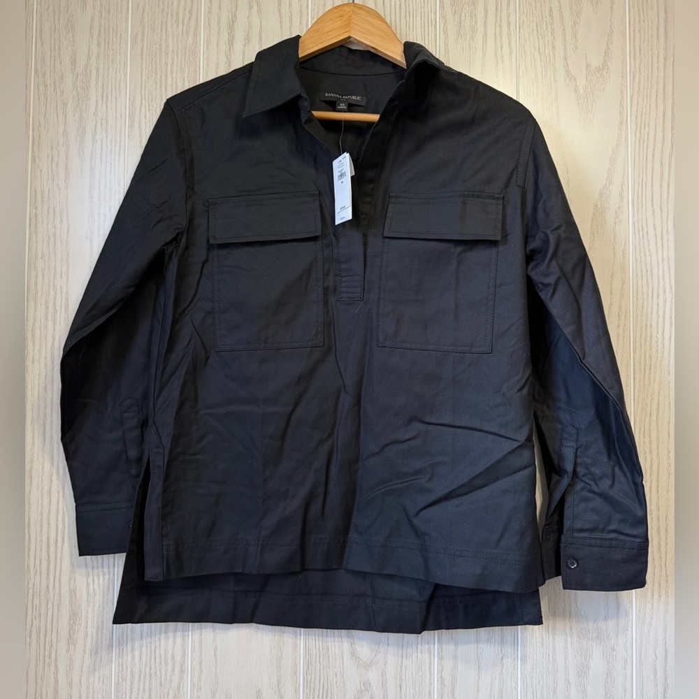 Banana Republic Black Utility Popover Shirt XS